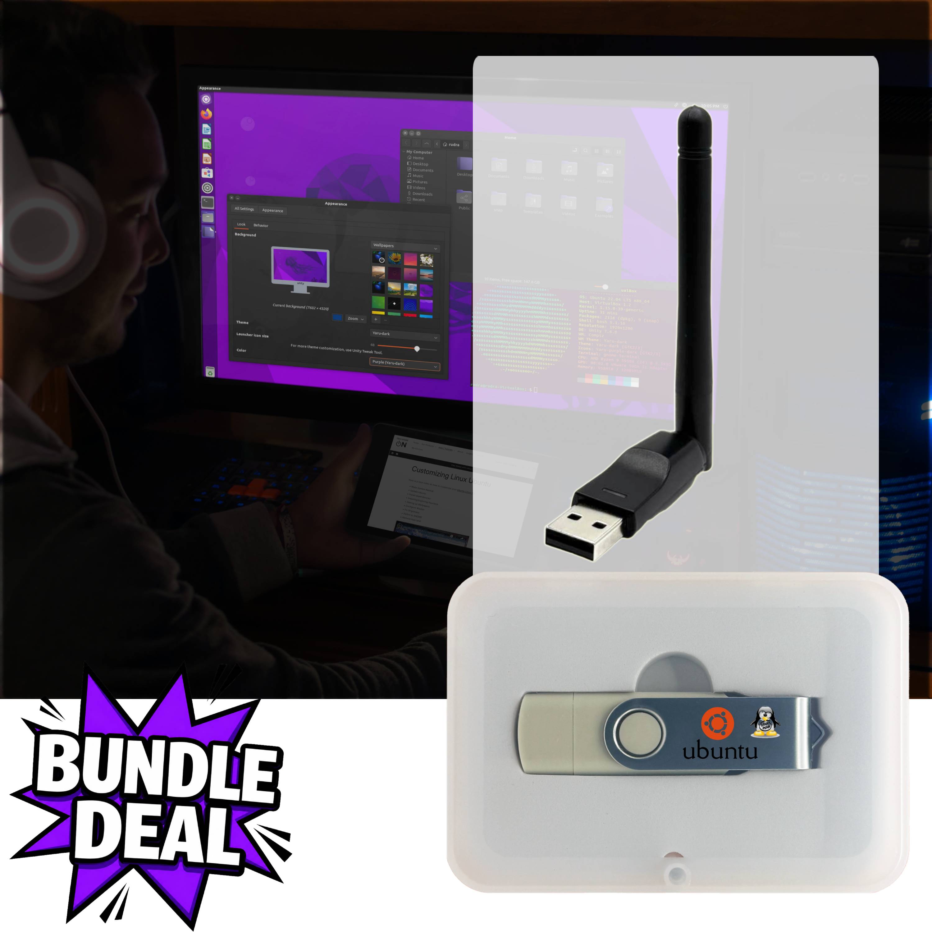 Wi-Fi USB Adapter for Linux (Tails, Ubuntu, Debian, Mint) – Plug & Play 2.4 GHz MT7601U Chipset