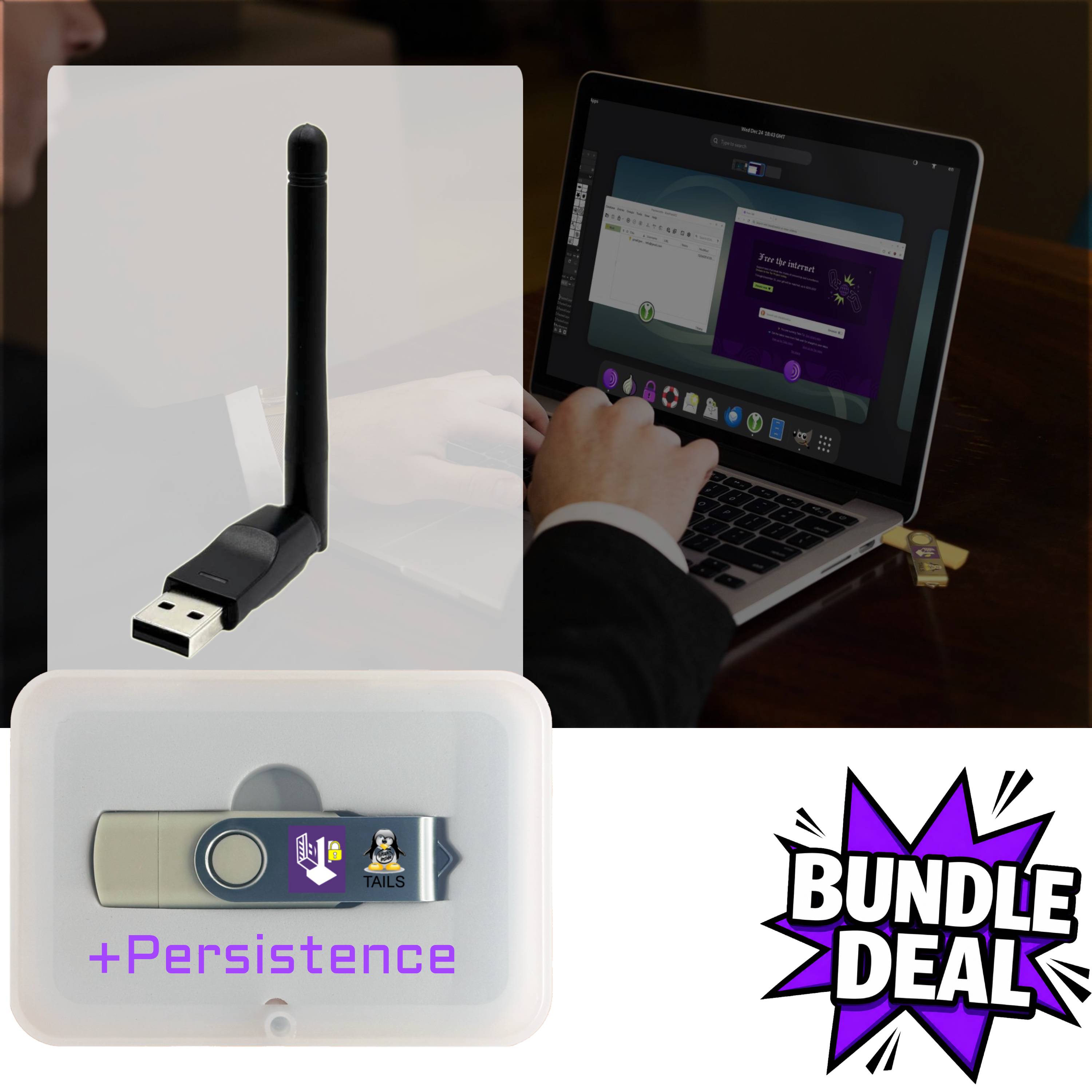 Wi-Fi USB Adapter for Linux (Tails, Ubuntu, Debian, Mint) – Plug & Play 2.4 GHz MT7601U Chipset