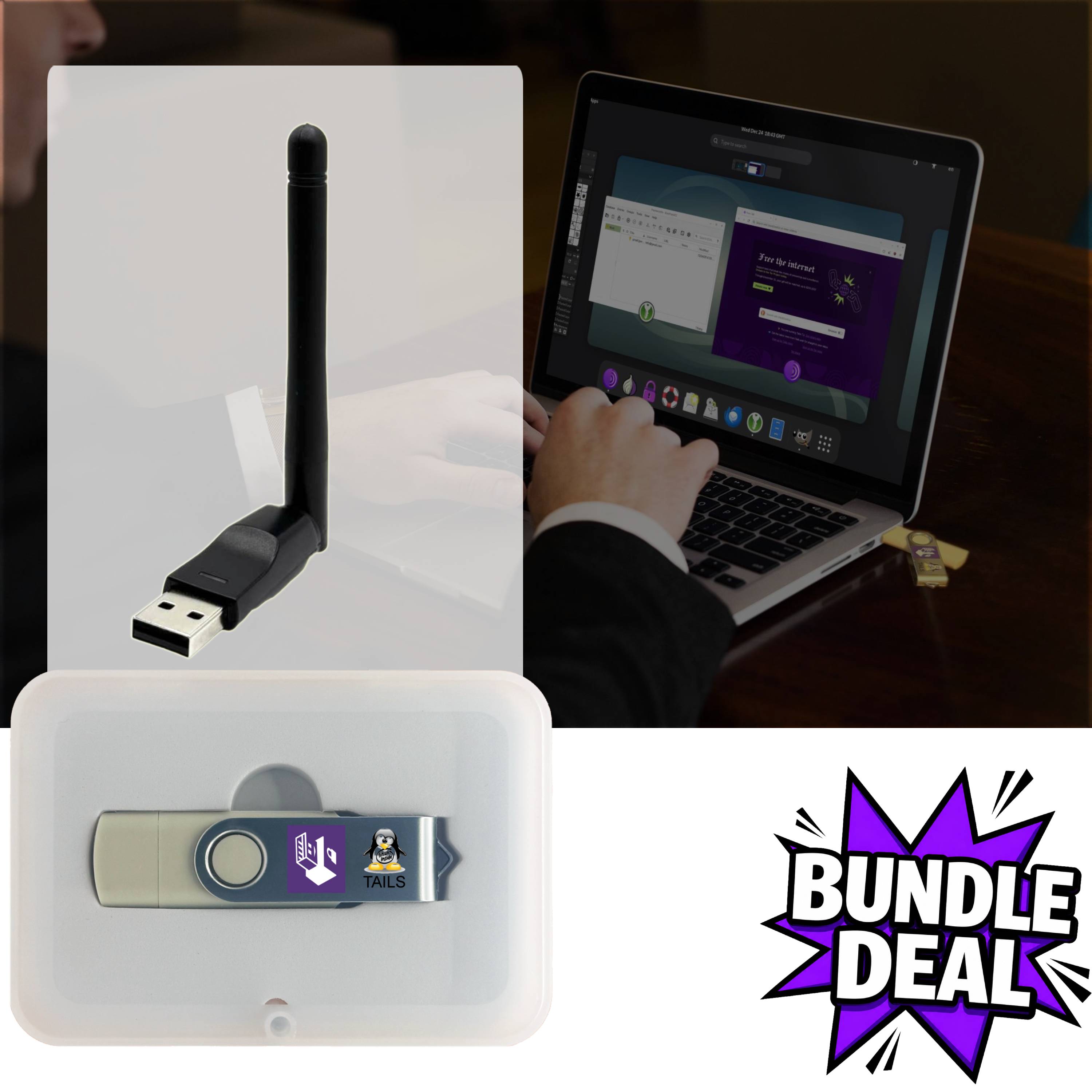 Wi-Fi USB Adapter for Linux (Tails, Ubuntu, Debian, Mint) – Plug & Play 2.4 GHz MT7601U Chipset