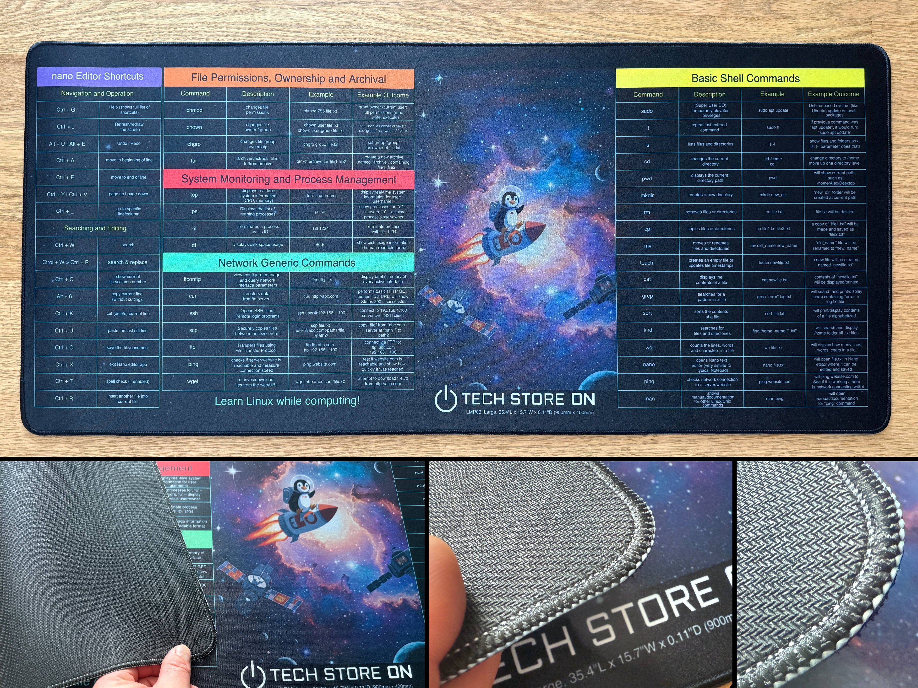 Linux Programmer Command XXL Mouse Pad – Essential Linux Commands Cheat Sheet